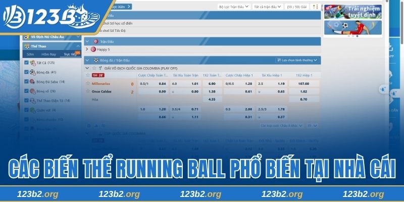 Các biến thể running ball phổ biến tại nhà cái