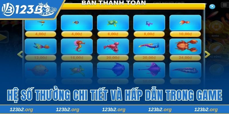 Hệ số thưởng chi tiết và hấp dẫn trong game
