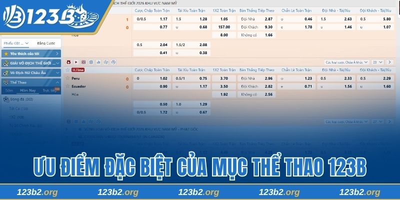 Ưu điểm đặc biệt của mục thể thao 123B